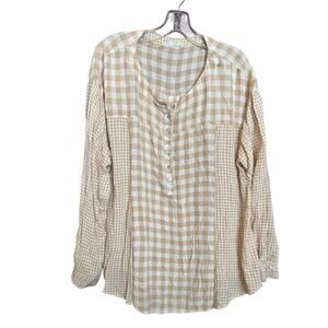0653 Jane + Delancey 24" PTP 2XL Rayon Top Checkered Tan / Beige